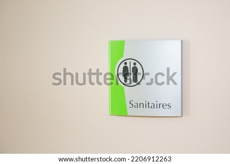 sanitaires french text sanitary public toilets for wc with icon woman man person