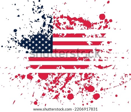 Vector Graphics Of Paint Splatter Shape With Flag Of The Usa Inside It, Isolated On Transparent Background.