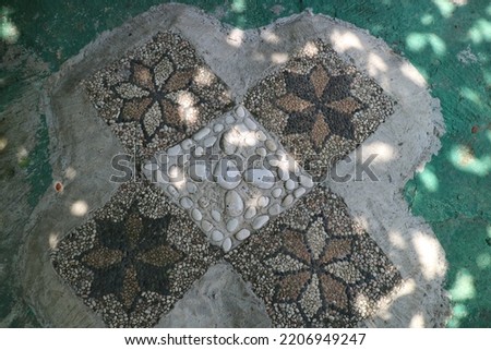 a photo of a floor decoration made of several floors with abstract images