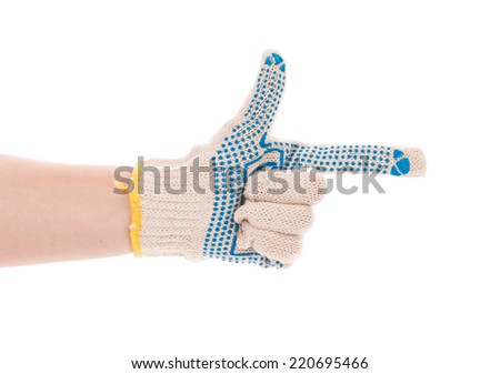 Protective glove with blue circles. Isolated on a white background. 