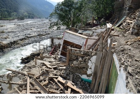 Flood destroyed house , villages in KPK Pakistan 2022 Royalty-Free Stock Photo #2206965099
