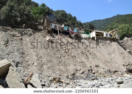 Flood destroyed house , villages in KPK Pakistan 2022 Royalty-Free Stock Photo #2206965101