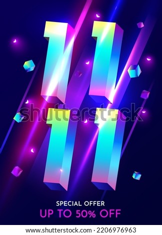 11.11 Shopping day sale. Global shopping world day. 11.11 Crazy sales online. Vector illustration