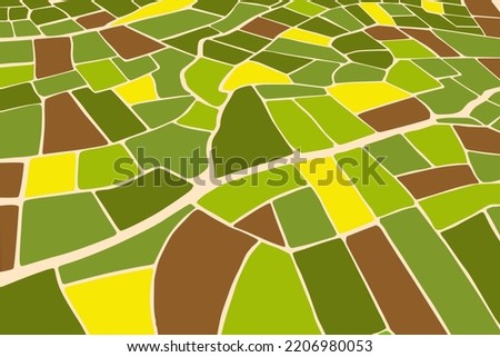 Aerial view of the rice field background. Vector illustration Royalty-Free Stock Photo #2206980053