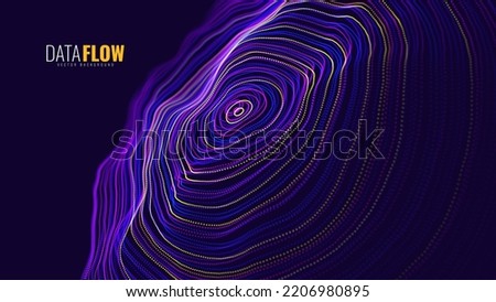 Abstract Digital Circles of Particles. Futuristic Circular Sound Wave. Big Data Visualization. 3D Virtual Space VR Cyberspace. Crypto Currency Blockchain Concept. Vector Illustration. Royalty-Free Stock Photo #2206980895
