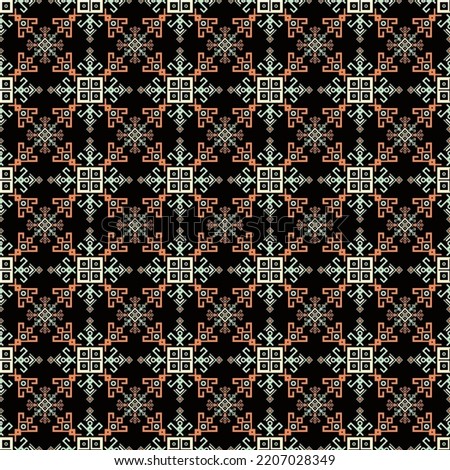 Navajo ornament ethnic mexican embroidery seamless pattern. Decorative retro background print. Traditional folk patchwork design. Vector ukrainian embroidery batik motif. Tribal ornament.