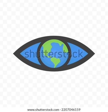 Vector illustration of eye of the earth icon sign and symbol. colored icons for website design .Simple design on transparent background (PNG).
