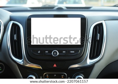 White screen on car touchscreen. Royalty-Free Stock Photo #2207061157