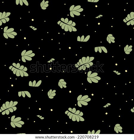 Vector seamless floral pattern with the black background