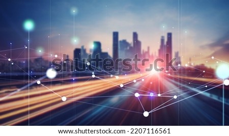 urban transport and network. Wide angle visual for banners or advertisements. Royalty-Free Stock Photo #2207116561