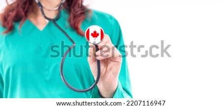 Canada national healthcare system female doctor with stethoscope