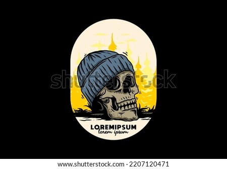 Illustration design of a Skull head wearing beanie