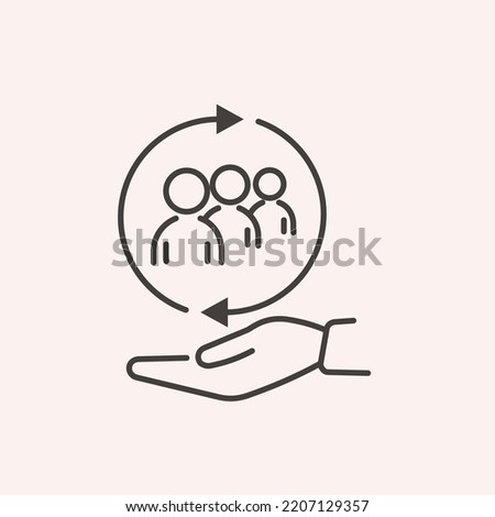 Icon and logo of inclusion, diversity and equality. Icon with workers. Hand hold employees pictogram. Royalty-Free Stock Photo #2207129357