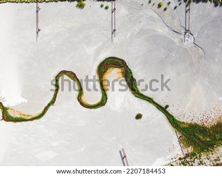Aerial view on used fuel dump from power plant