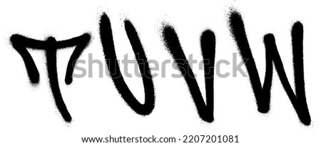 Graffiti spray font alphabet with a spray in black over white. Vector illustration. Part 6 Royalty-Free Stock Photo #2207201081