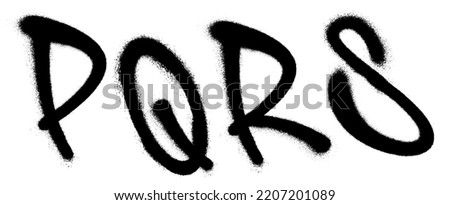 Graffiti spray font alphabet with a spray in black over white. Vector illustration. Part 5 Royalty-Free Stock Photo #2207201089