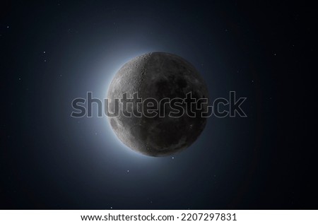 Moon high dynamic range showing the darks side