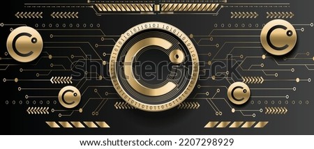 Celsius CEL cryptocurrency golden coin on futuristic technology background vector illustration banner and wallpaper template  Royalty-Free Stock Photo #2207298929