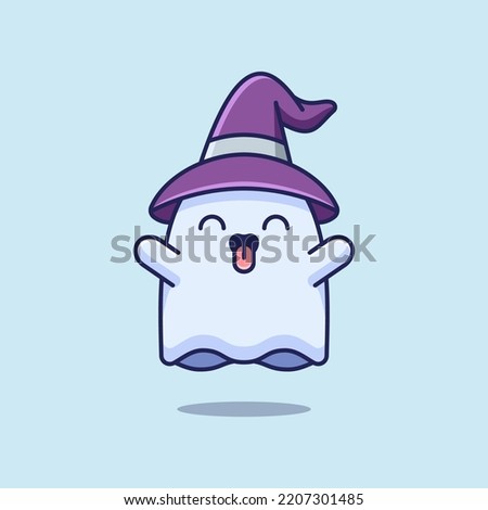 CUTE GHOSTS POINTING TONGUE SUITABLE FOR MASCOT LOGO, STICKER, T-SHIRT AND PRINT DESIGN