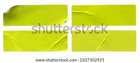 A set of fluorescent neon yellow rectangular paper sticker label isolated on white background. Royalty-Free Stock Photo #2207302921