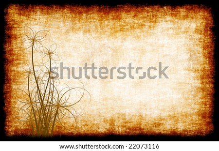 A Grunge Parchment Floral as Abstract Background