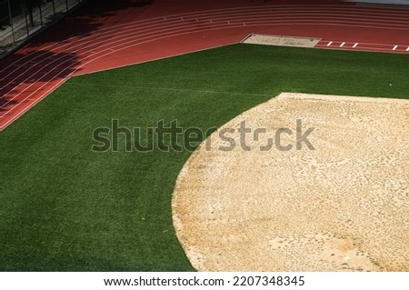 Aerial view of a sports playground from a school yard, great for athleticism, running, baseball or american football.