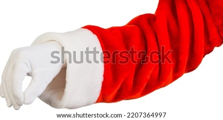A santa claus hand isolated on the white background