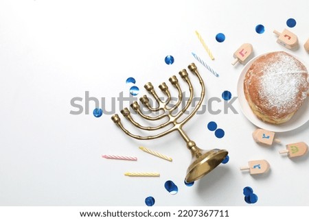 Сoncept of Jewish holiday, Hanukkah, space for text