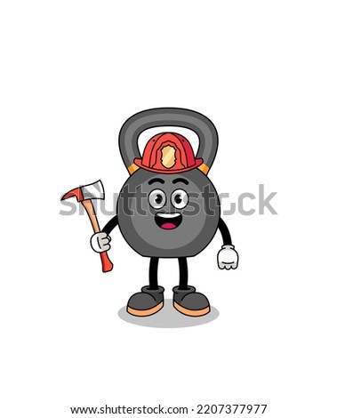 Cartoon mascot of kettlebell firefighter , character design
