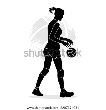 Female volleyball player silhouette isolated on white background