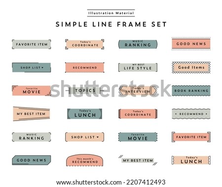 Simple line frame set.
These illustrations can be used to garnish or decorate titles.
There are variations such as parentheses and brackets. Royalty-Free Stock Photo #2207412493