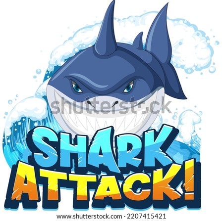 Font design for words shark attack illustration
