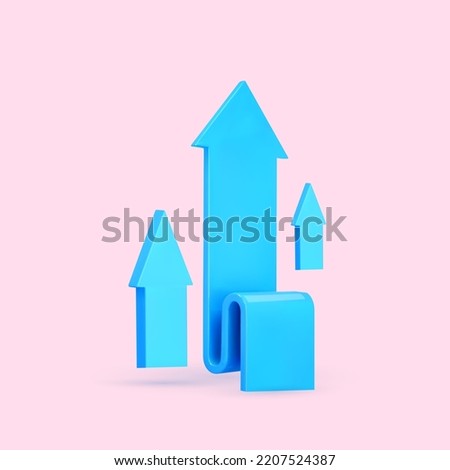 3d render chart arrow. Blue flexible stock arrows up growth icon. Investment,leadership, bussines and financial growth concept. 3d render vector illustration