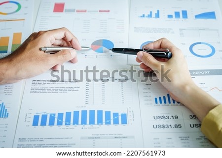 Portrait of a female business owner and partner company meeting to collaborate to invest in imported goods, plan to increase marketing profits using budget documents and working calculator.