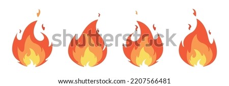 Set of fire icons. Collection of hot flame elements. Fire icon Isolated vector illustration in flat style