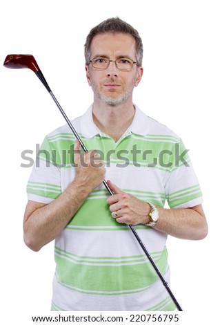middle-aged man staying healthy and active by playing golf