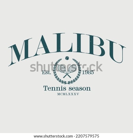 tennis logo, malibu, two rackets and ball Royalty-Free Stock Photo #2207579575
