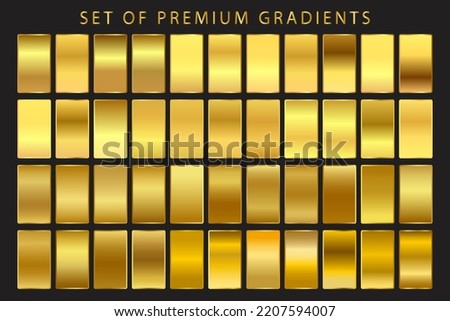 Golden Metallic Gradients. Premium Gold Swatches Collection Flat Vector Royalty-Free Stock Photo #2207594007