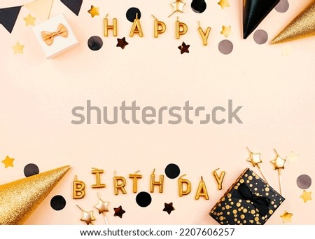 Flat lay elegant birthday candles frame