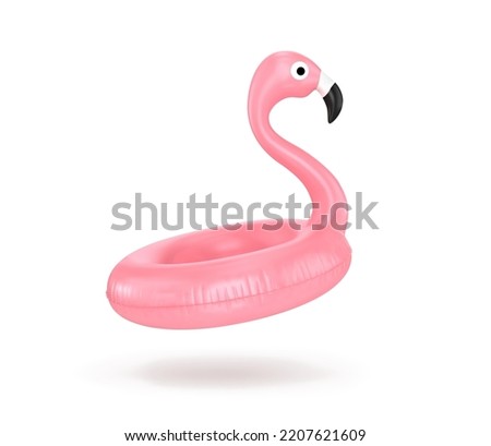Pink inflatable flamingo on a white background. Vector illustration Royalty-Free Stock Photo #2207621609