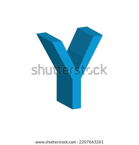 3D alphabet Y in sky blue colour. Big letter Y. Isolated on white background. clip art illustration