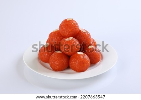 Indian Sweet Motichoor laddoo Also Know as Bundi Laddu or Motichur Laddoo Are Made of Very Small Gram Flour Balls or Boondis Which Are Deep Fried. Royalty-Free Stock Photo #2207663547