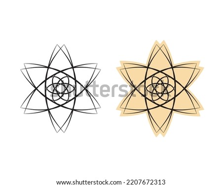 Mandala icon set, abstract ethnic boho style Logo, minimal line design. Creative flower, star web decor, isolated elements, vector illustration