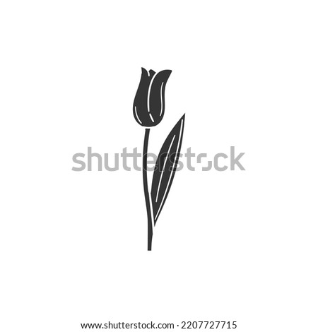 Tulip Icon Silhouette Illustration. Flower Vector Graphic Pictogram Symbol Clip Art. Doodle Sketch Black Sign.