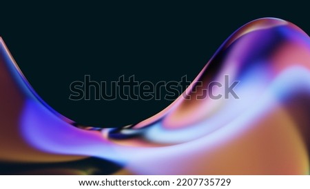 3d background rendering of colorful organic shape. Glass material with coloful gradient. Abstract 3D art wallpaper.
