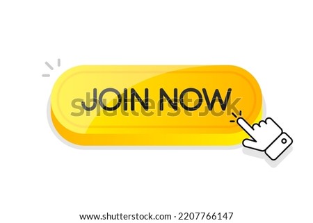 Join Now 3d button. Mouse touched button. Vector illustration.