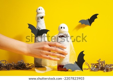 Concept of funny Halloween party, different Halloween party