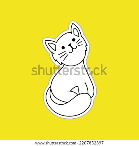 Doodle cat clip art. Hand drawn sticker. Sketch animal. Vector stock illustration. EPS 10