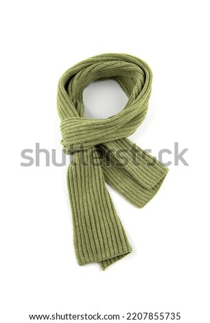 Green scarf on a white background. Royalty-Free Stock Photo #2207855735
