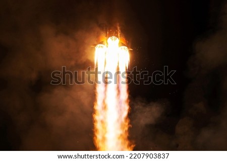 The launch of the spacecraft into space. Elements of this image furnished by NASA. High quality photo